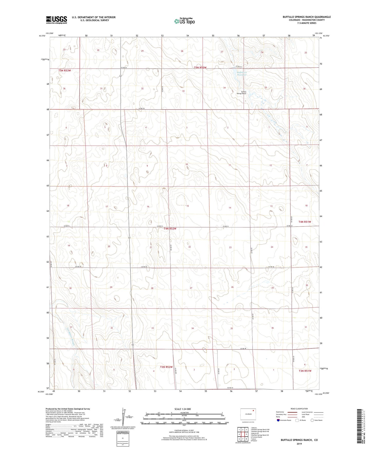 Buffalo Springs Ranch Colorado US Topo Map Image