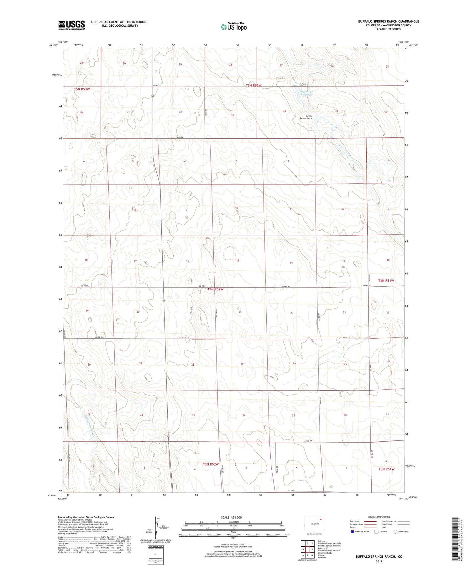 Buffalo Springs Ranch Colorado US Topo Map Image