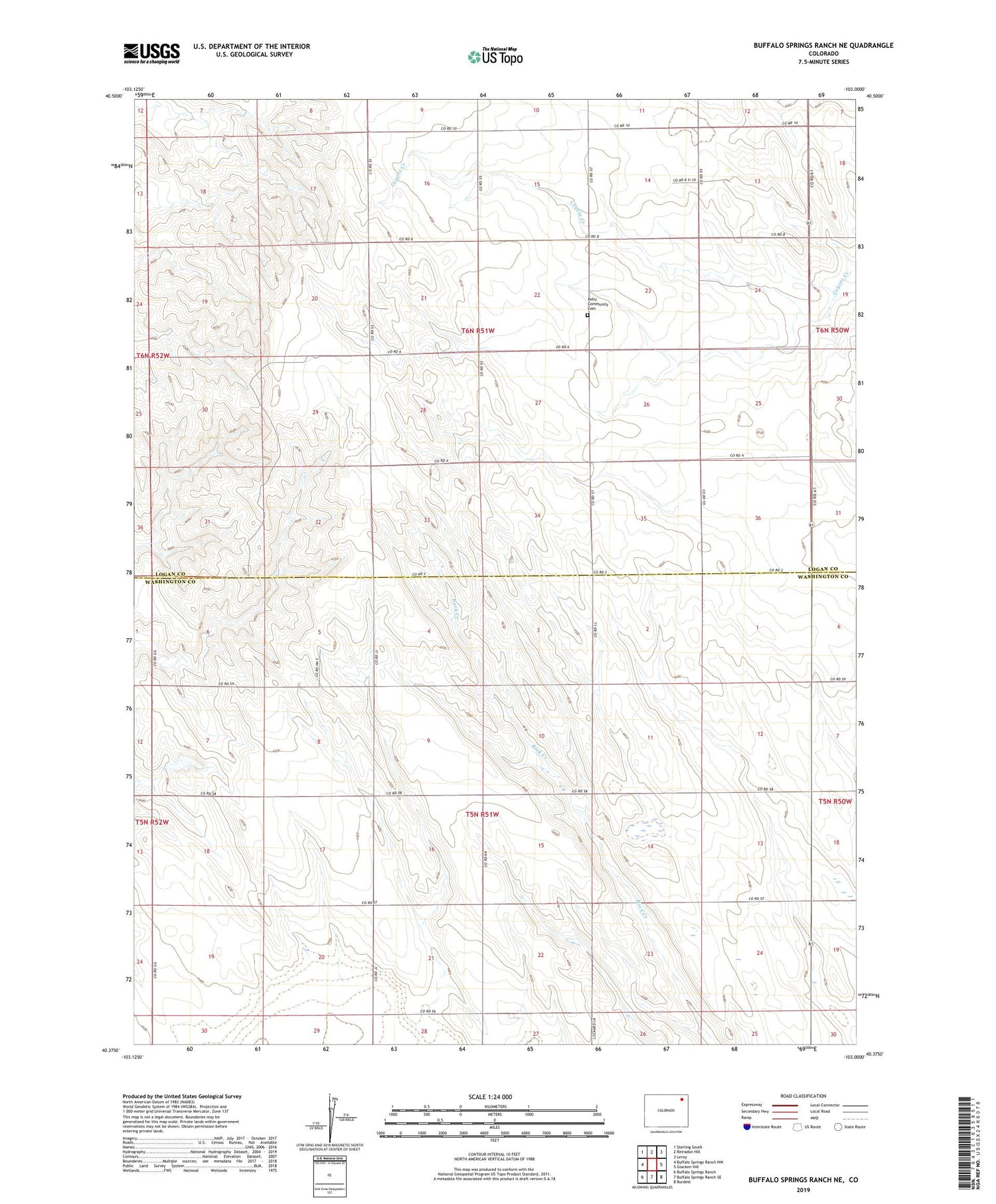 Buffalo Springs Ranch NE Colorado US Topo Map Image