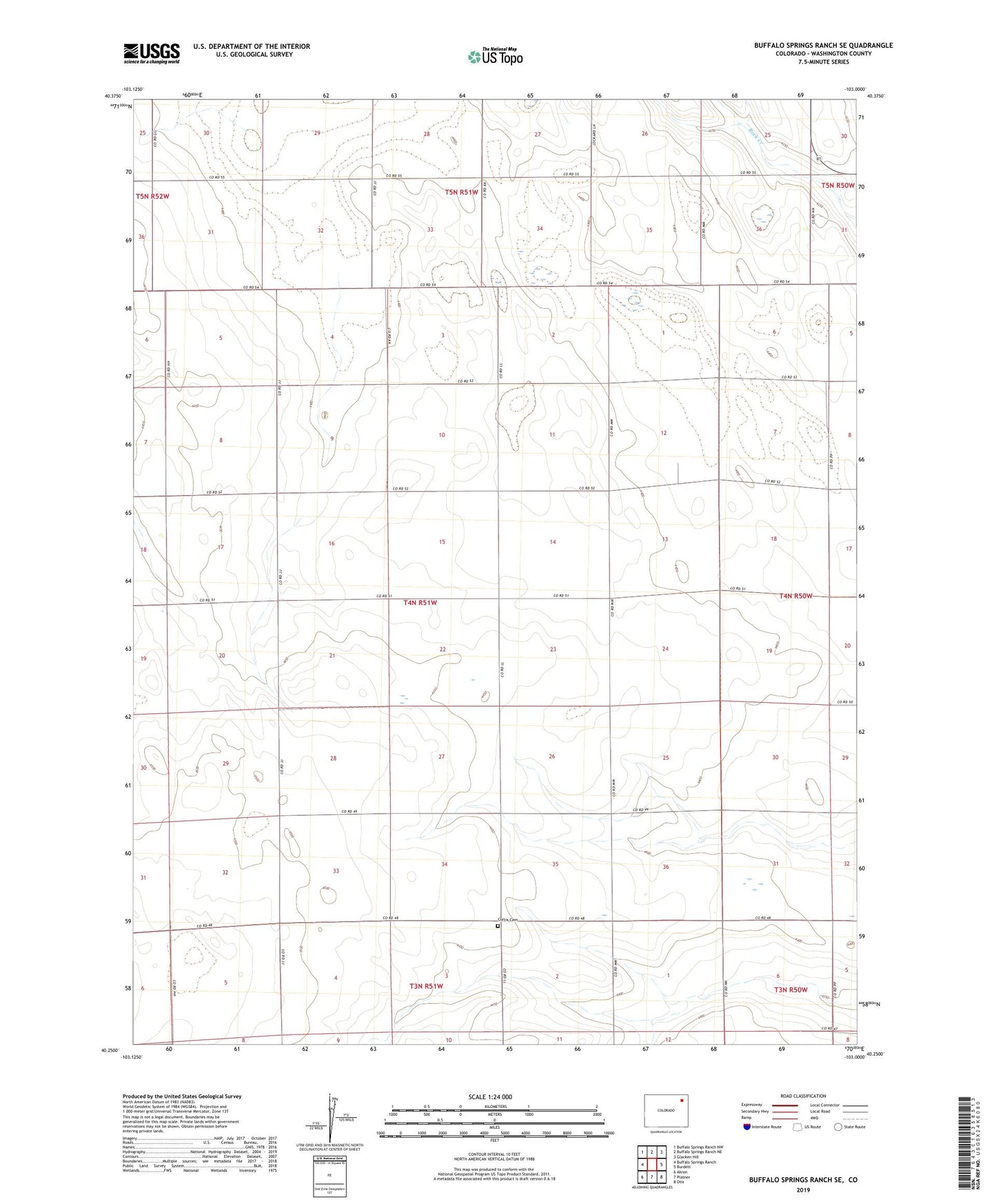 Buffalo Springs Ranch SE Colorado US Topo Map Image