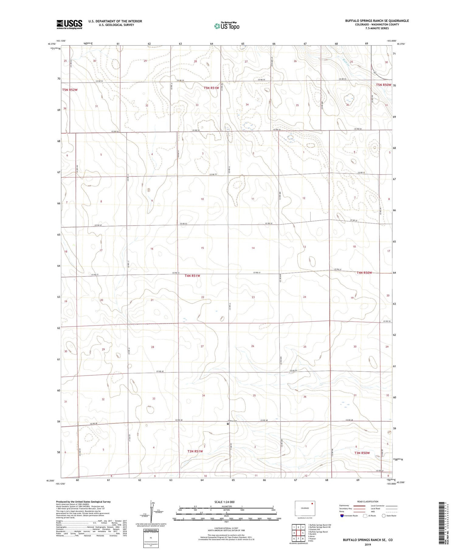 Buffalo Springs Ranch SE Colorado US Topo Map Image
