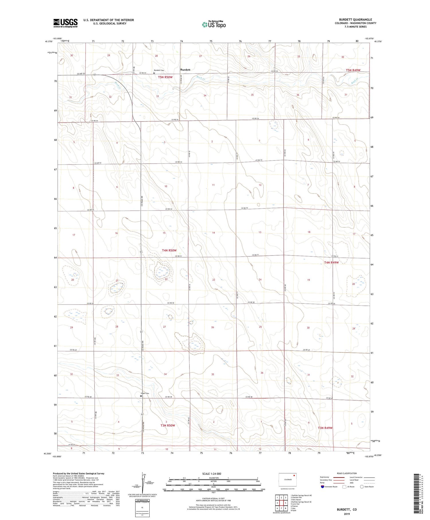 Burdett Colorado US Topo Map Image