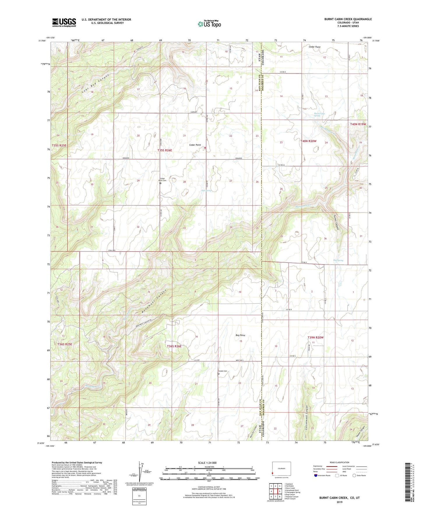 Burnt Cabin Creek Colorado US Topo Map Image