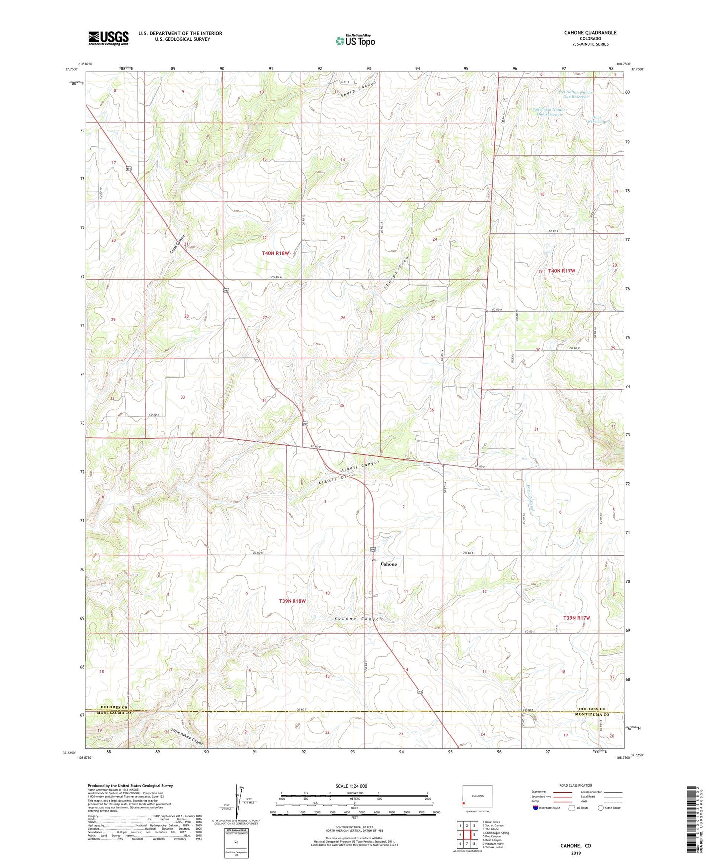 Cahone Colorado US Topo Map Image