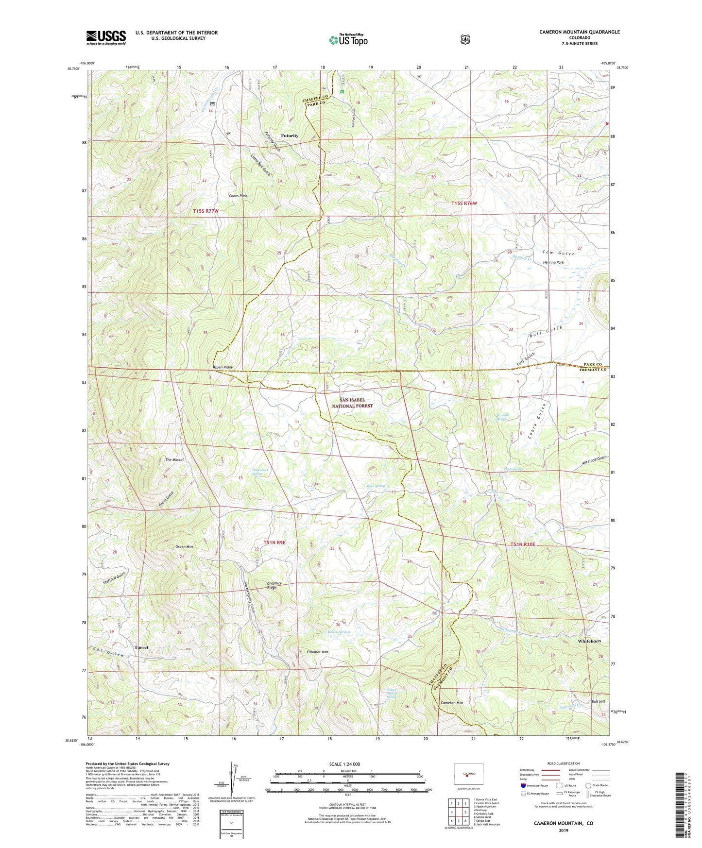 Cameron Mountain Colorado US Topo Map Image