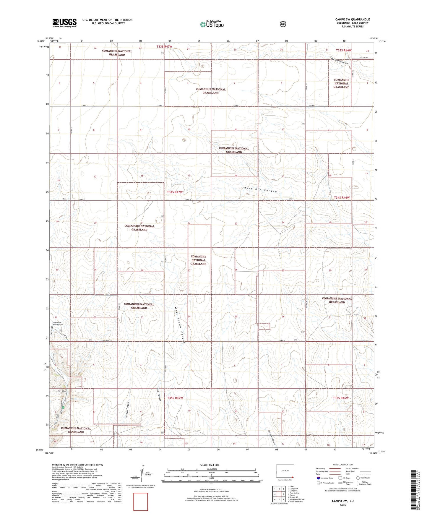 Campo SW Colorado US Topo Map Image