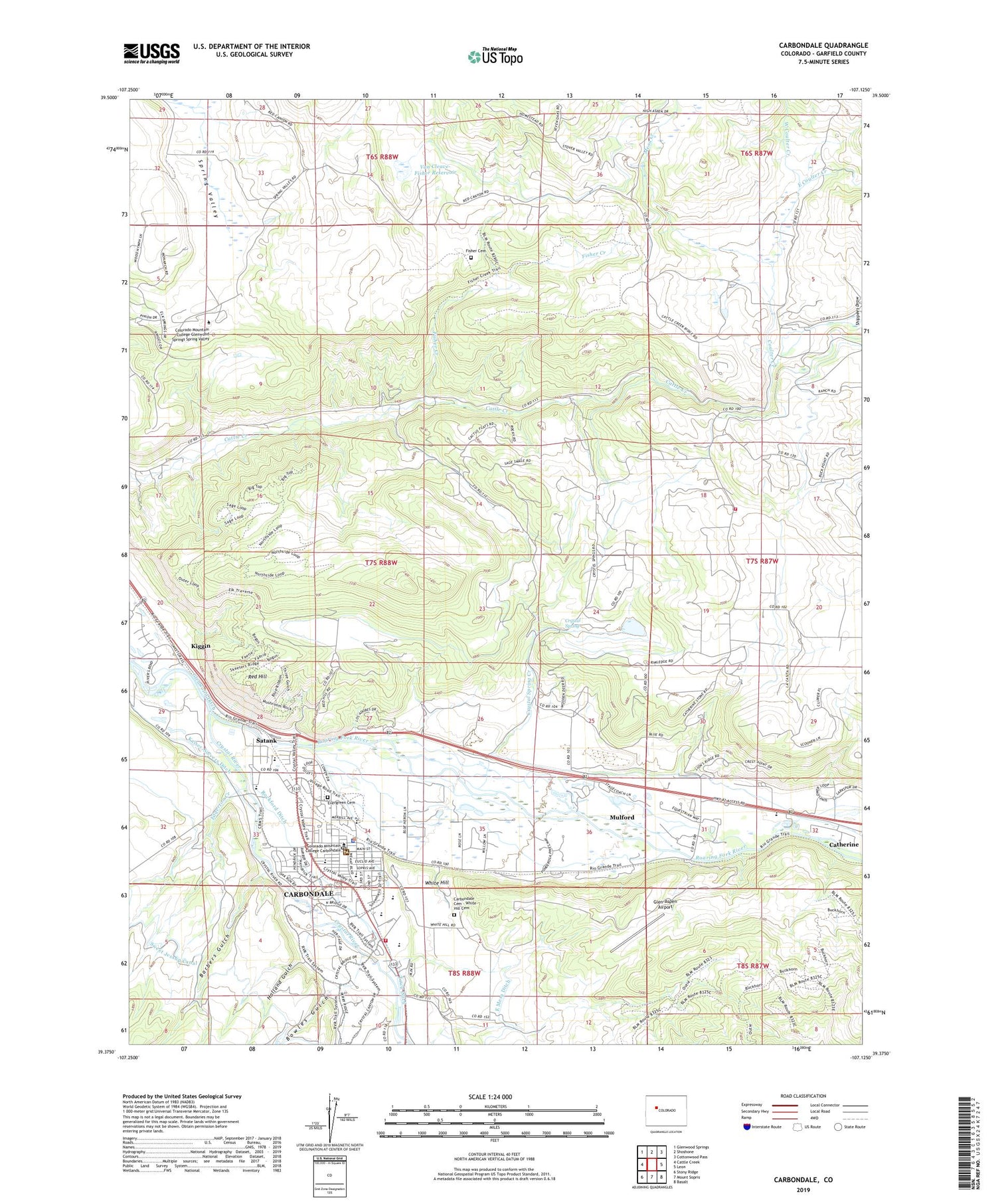Carbondale Colorado US Topo Map Image