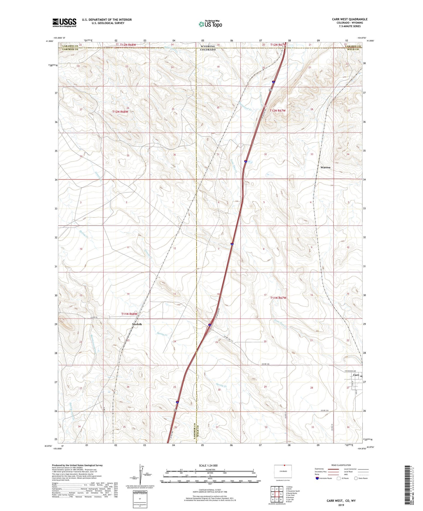Carr West Colorado US Topo Map Image