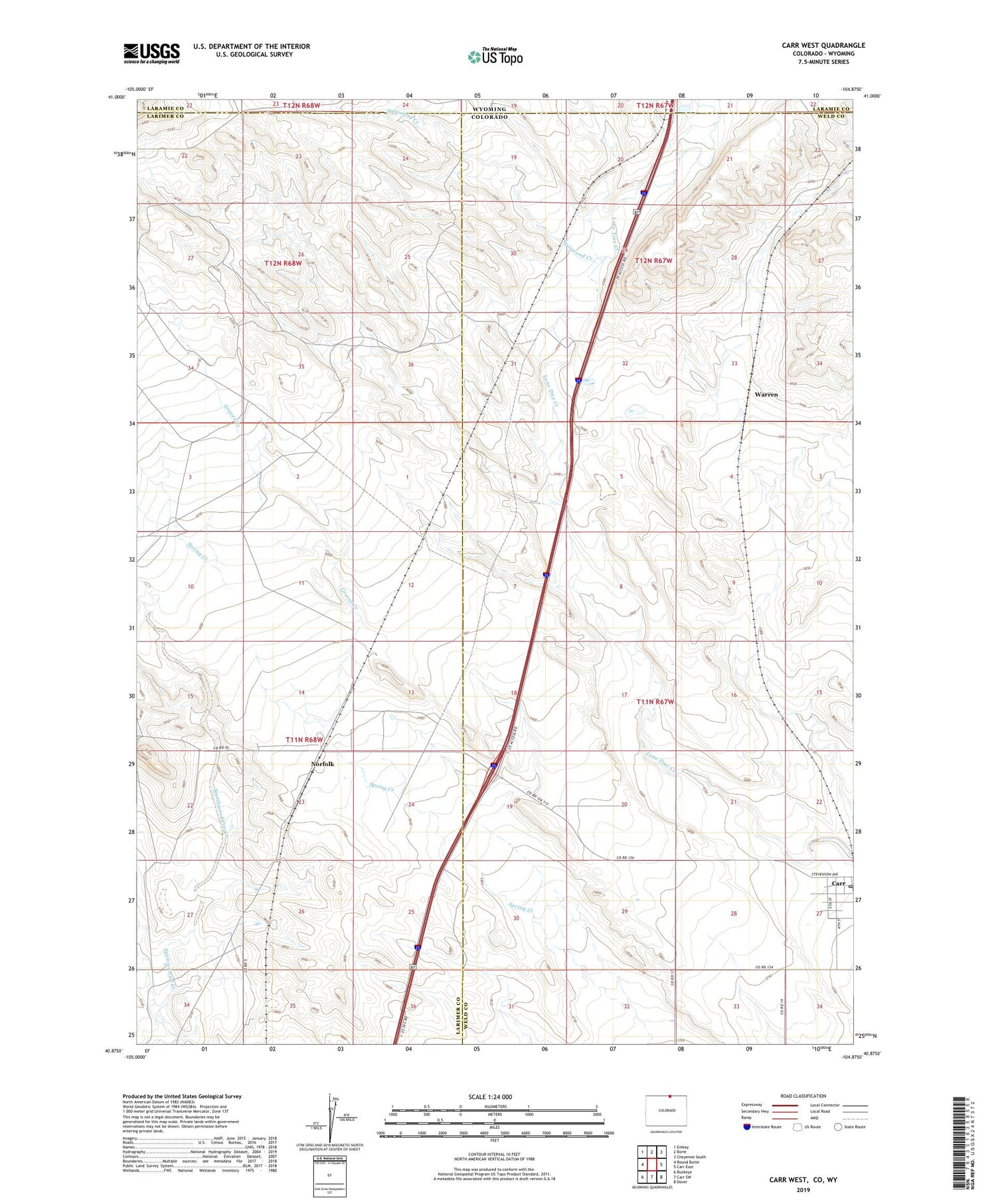 Carr West Colorado US Topo Map Image