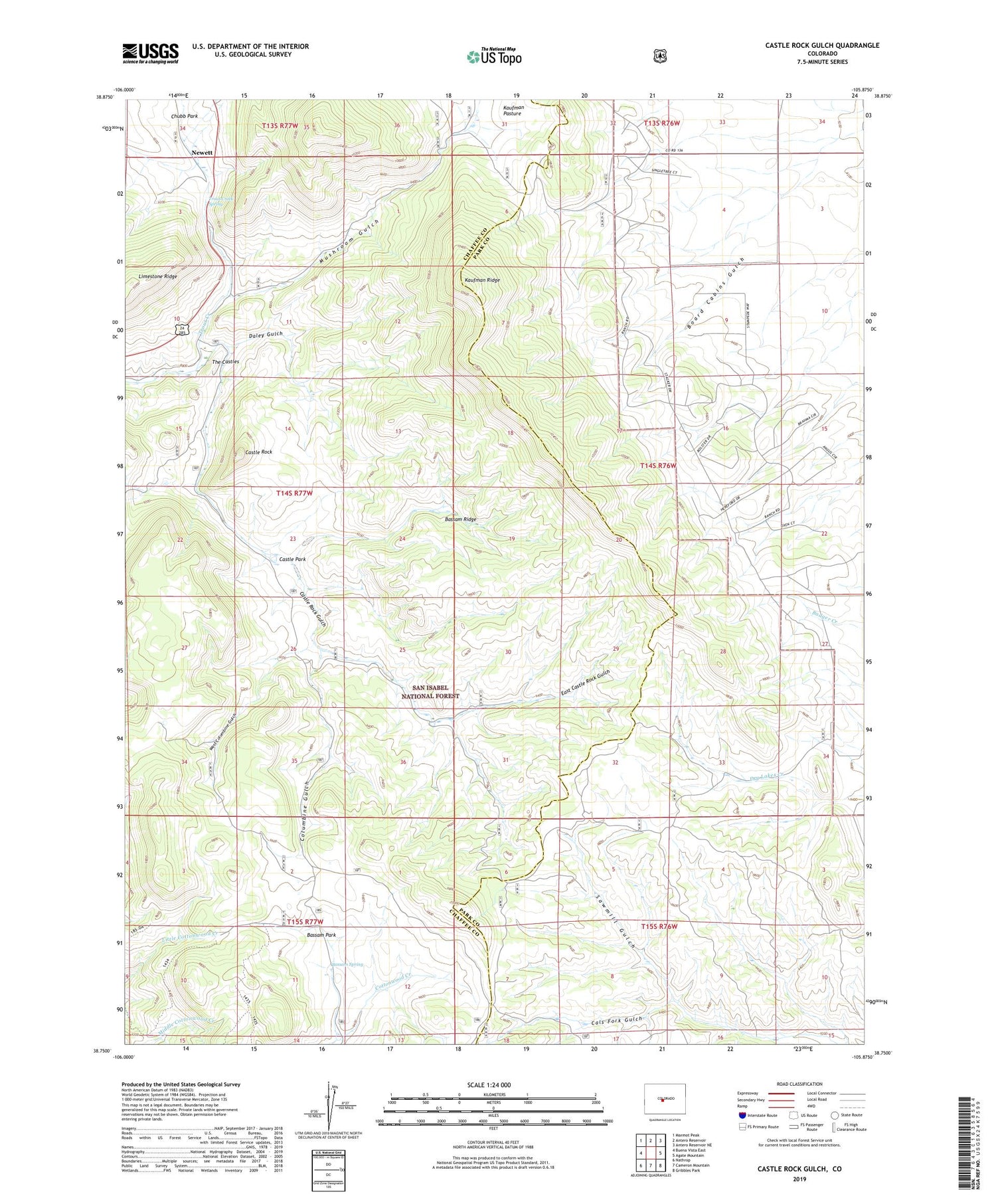 Castle Rock Gulch Colorado US Topo Map Image