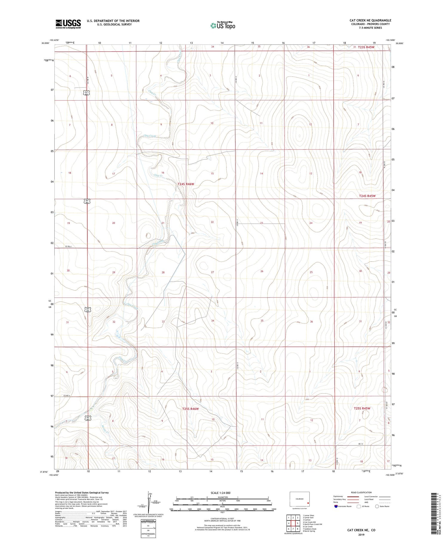 Cat Creek NE Colorado US Topo Map Image