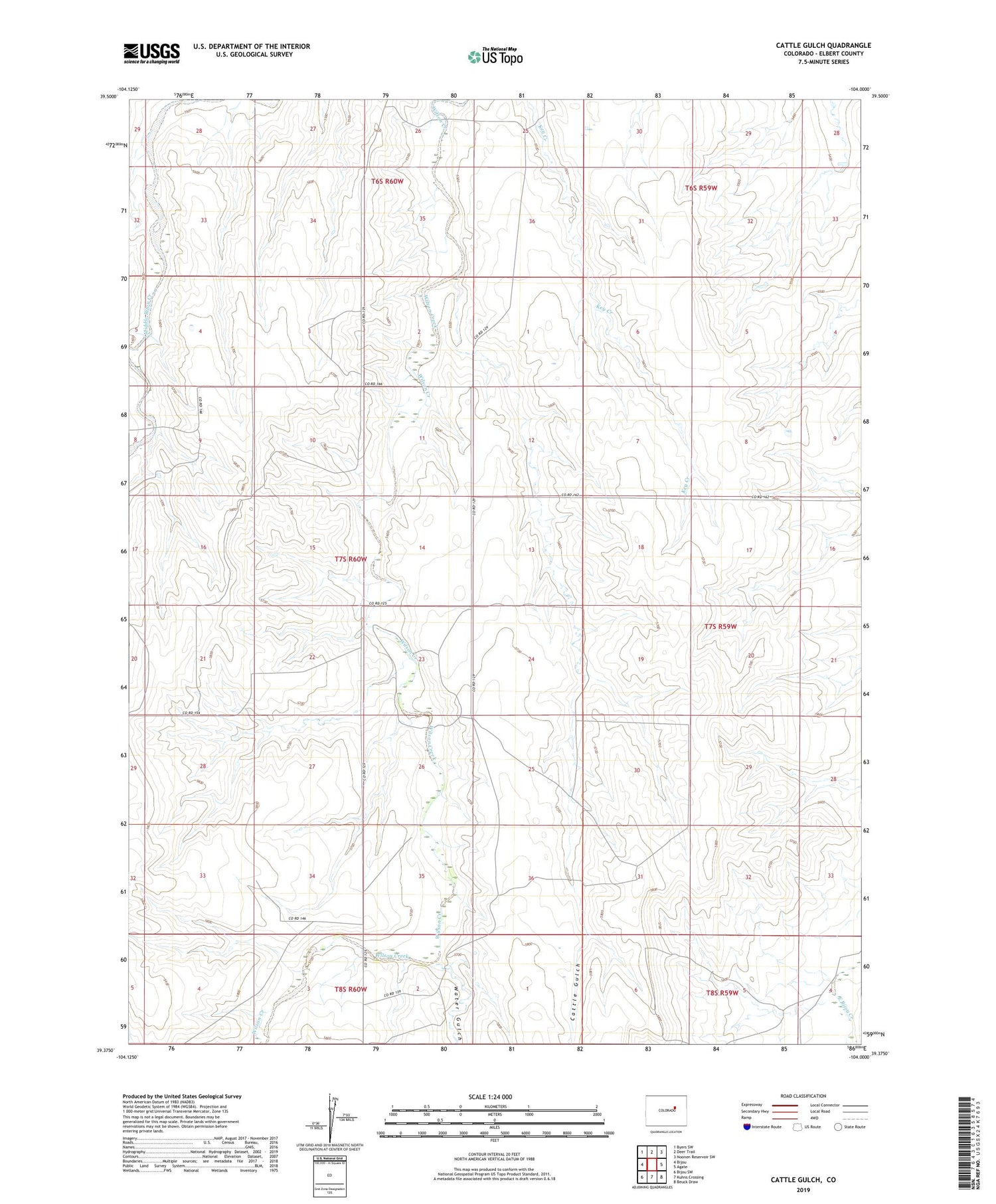 Cattle Gulch Colorado US Topo Map Image