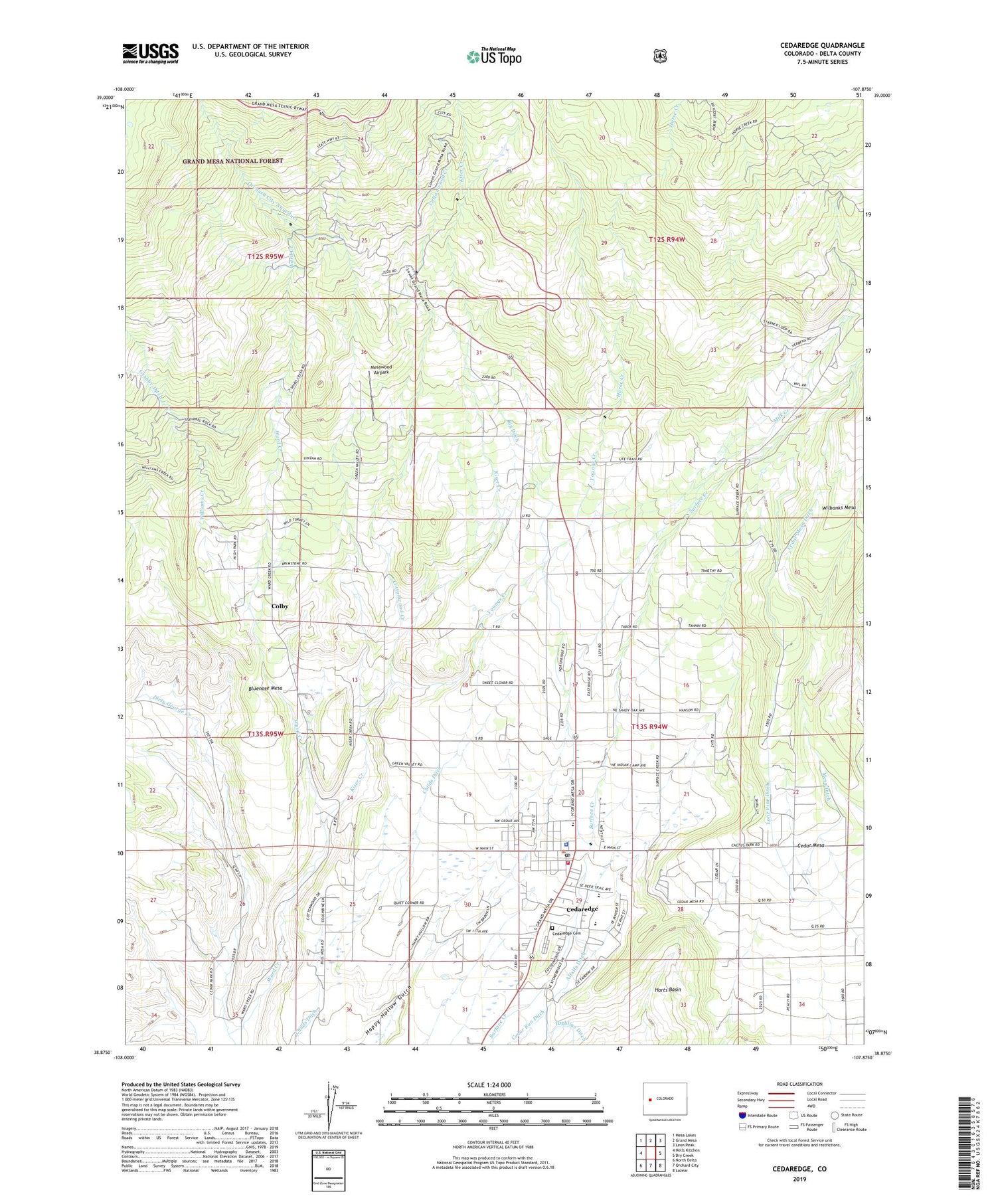 Cedaredge Colorado US Topo Map Image