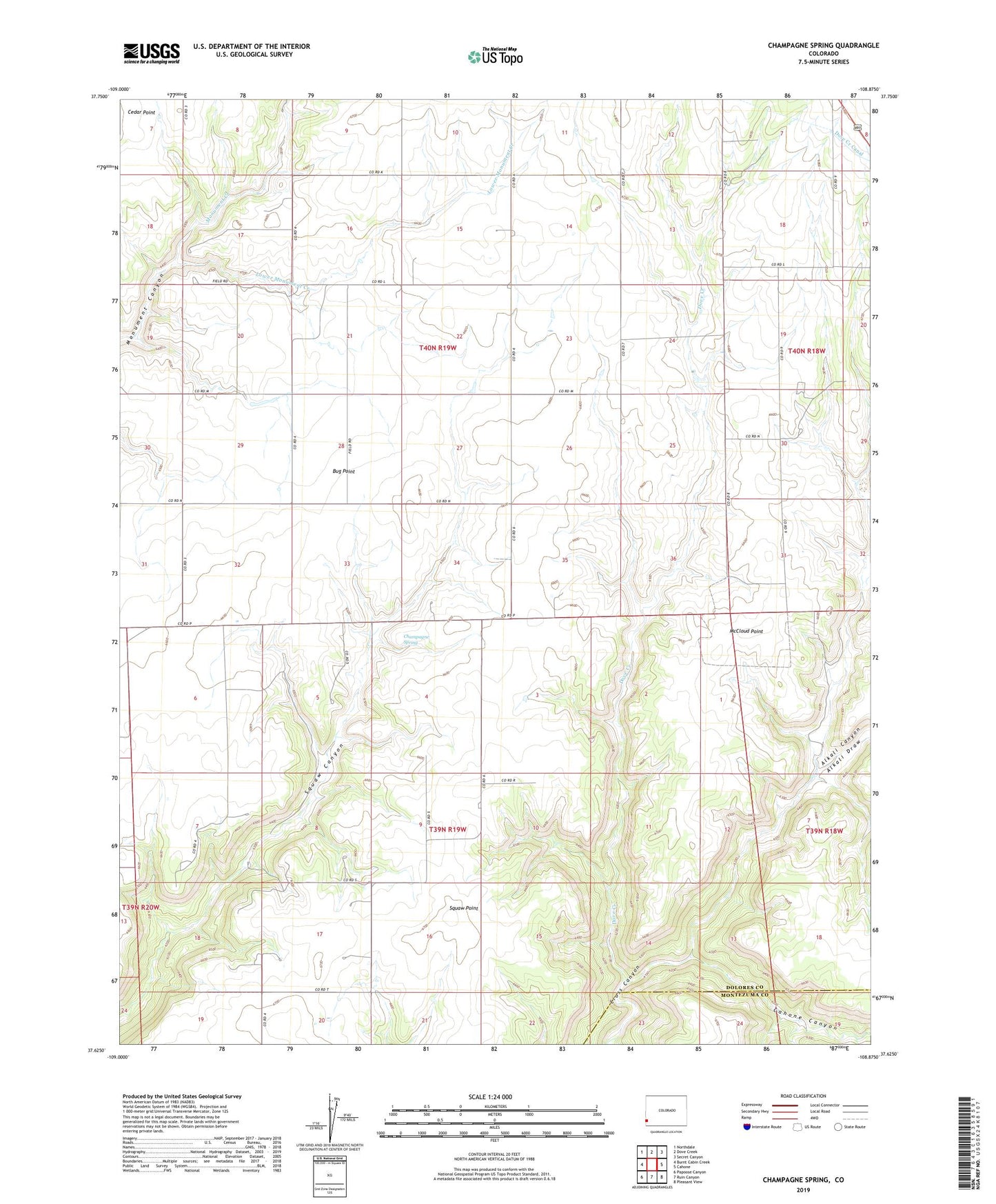 Champagne Spring Colorado US Topo Map Image