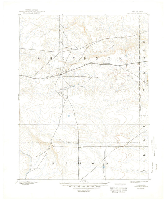 Historic 1894 Cheyenne Wells Colorado 30'x30' Topo Map Image