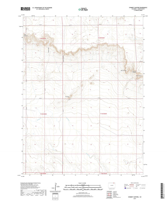 Chimney Canyons Colorado US Topo Map Image