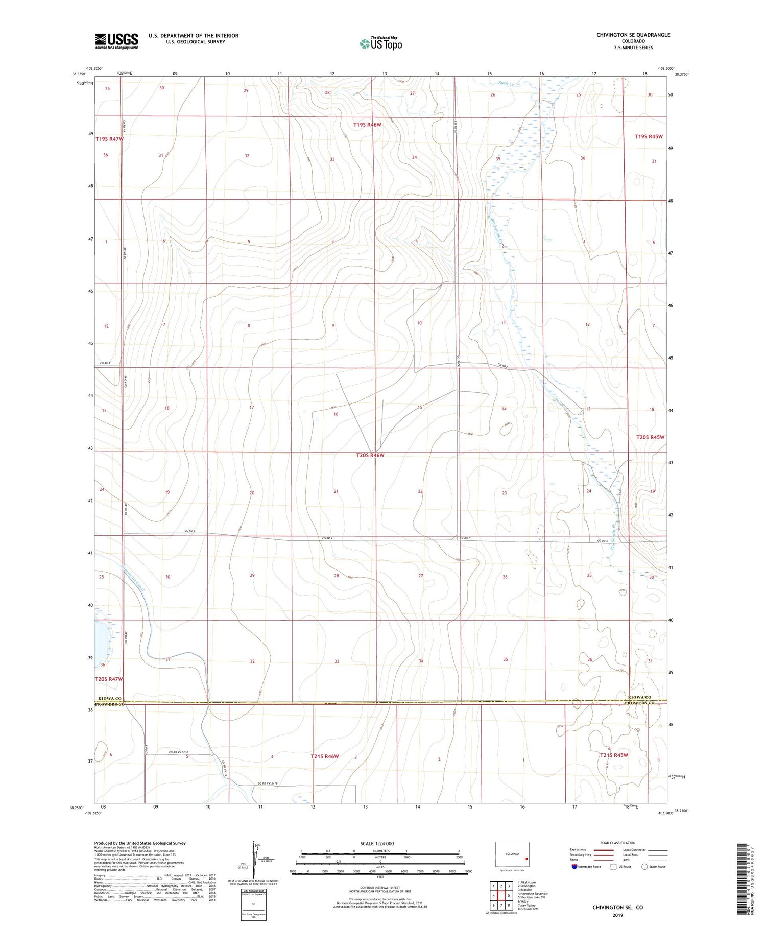 Chivington SE Colorado US Topo Map Image