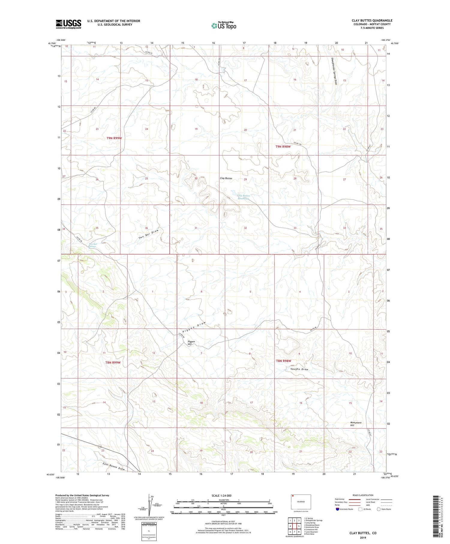 Clay Buttes Colorado US Topo Map Image