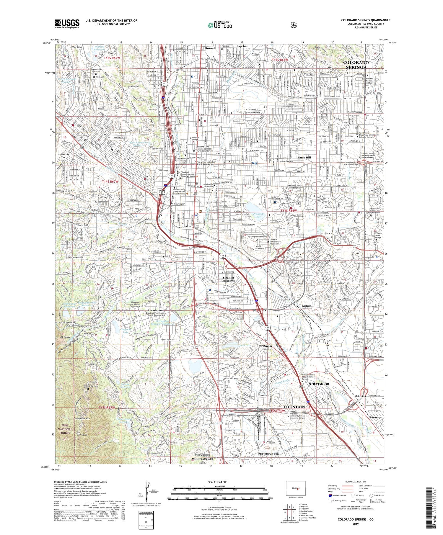 Colorado Springs Colorado US Topo Map Image