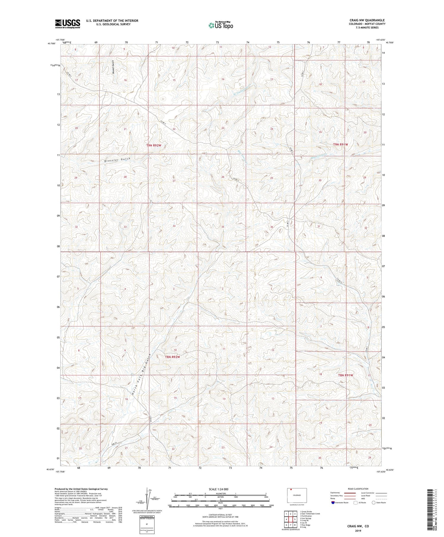 Craig NW Colorado US Topo Map Image