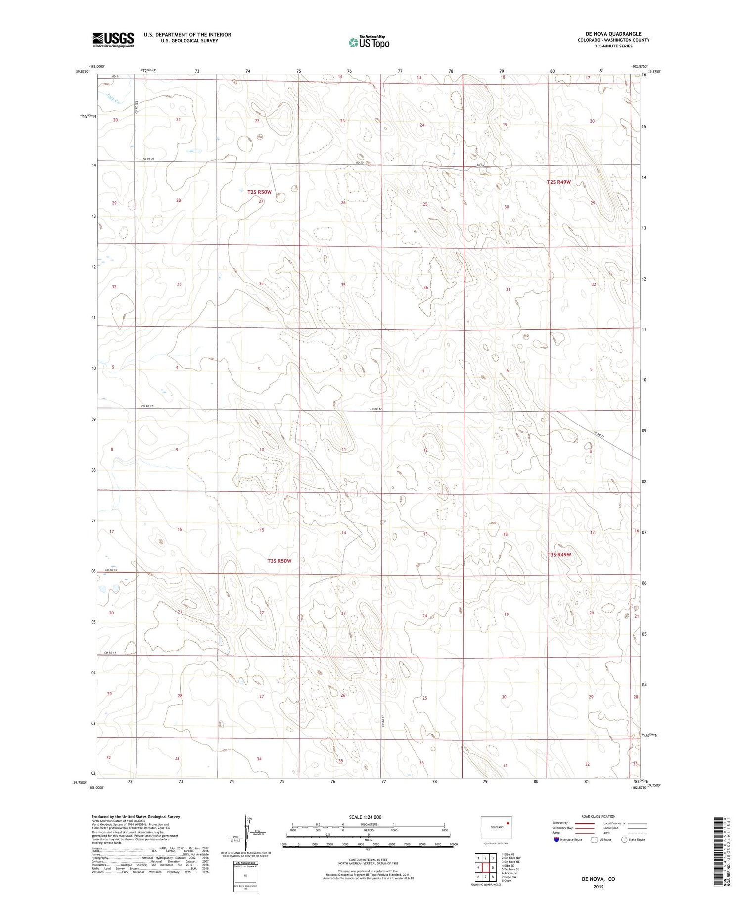 De Nova Colorado US Topo Map Image