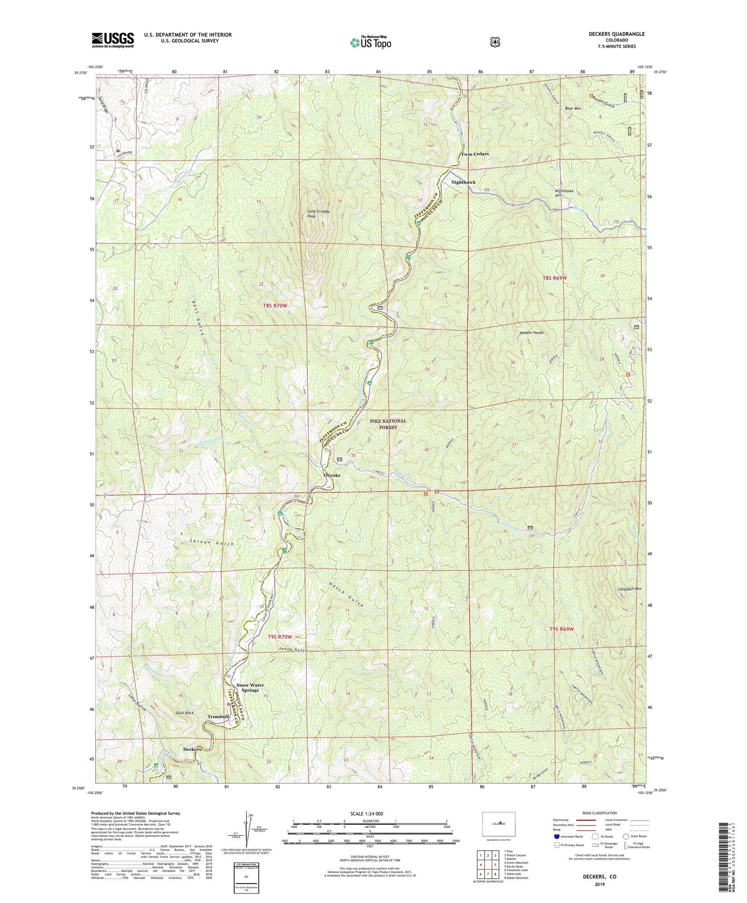 Deckers Colorado US Topo Map Image