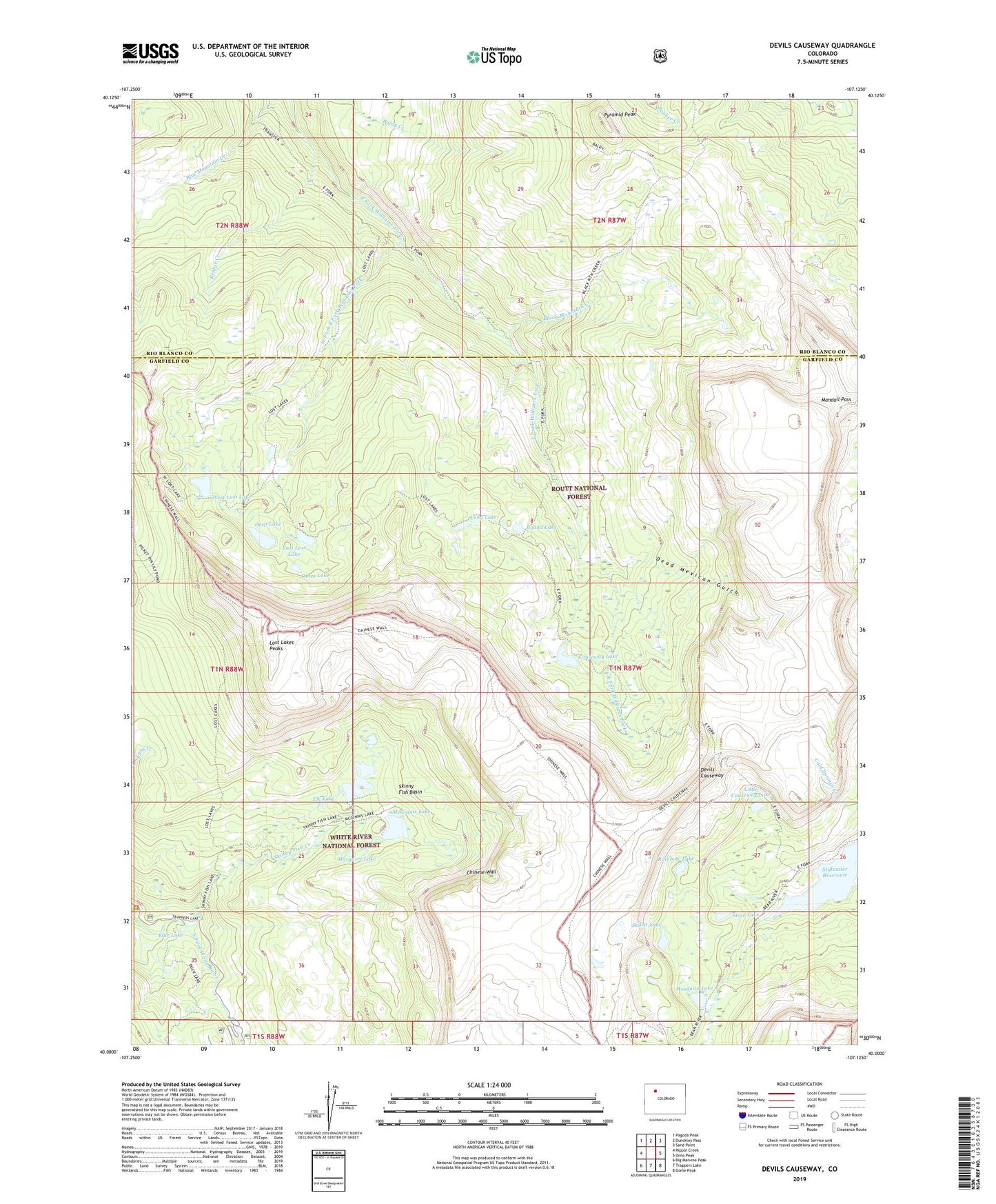Devils Causeway Colorado US Topo Map Image
