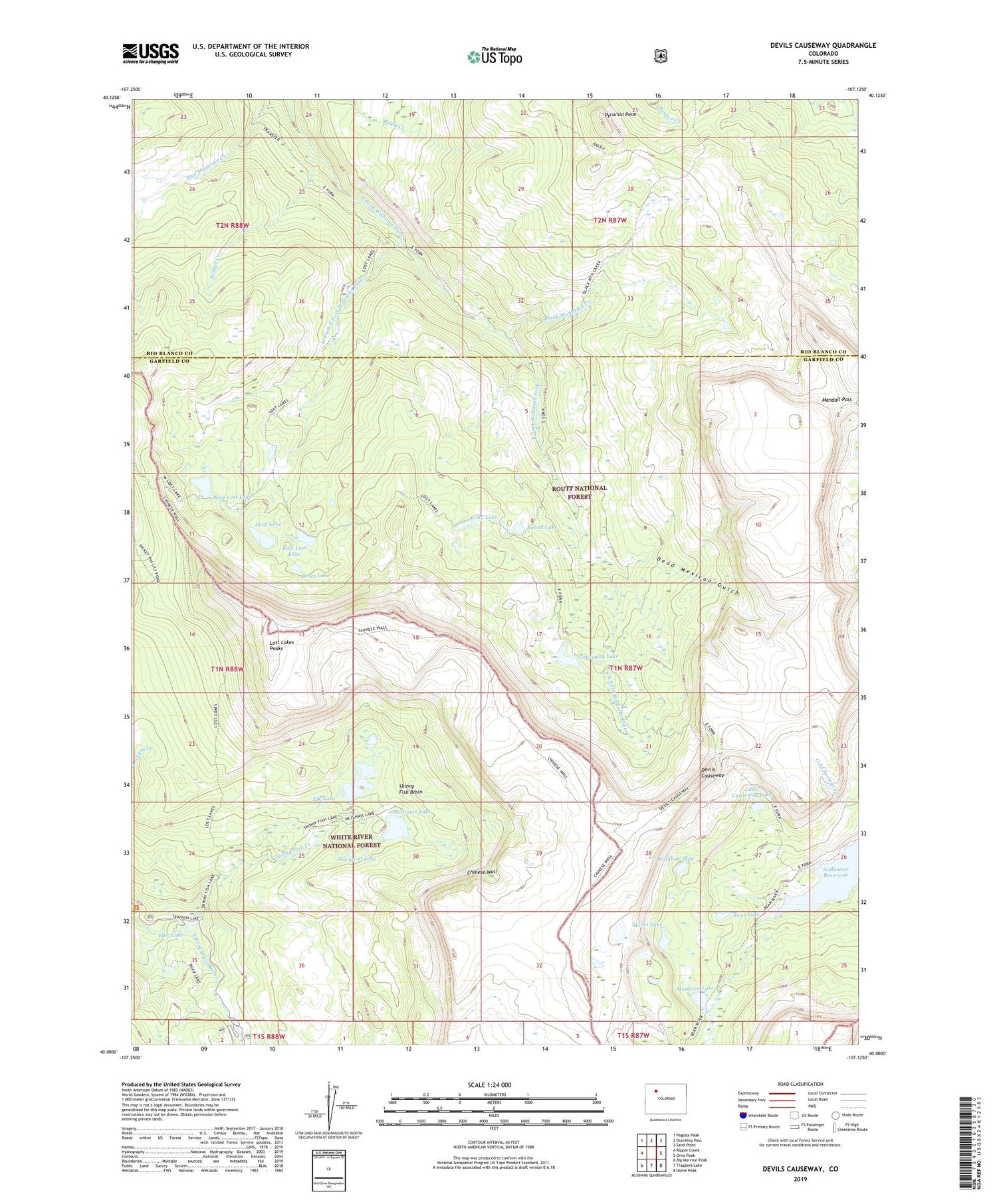 Devils Causeway Colorado US Topo Map Image
