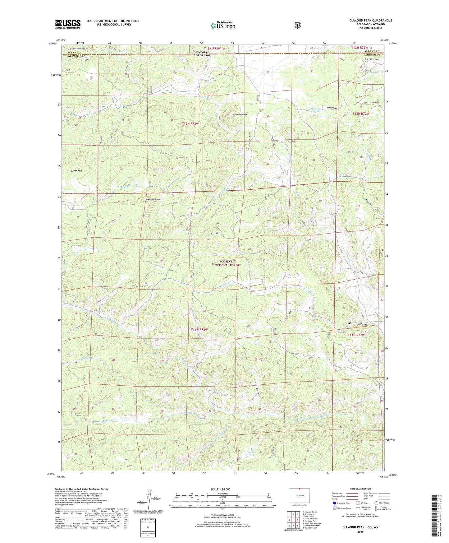 Diamond Peak Colorado US Topo Map Image