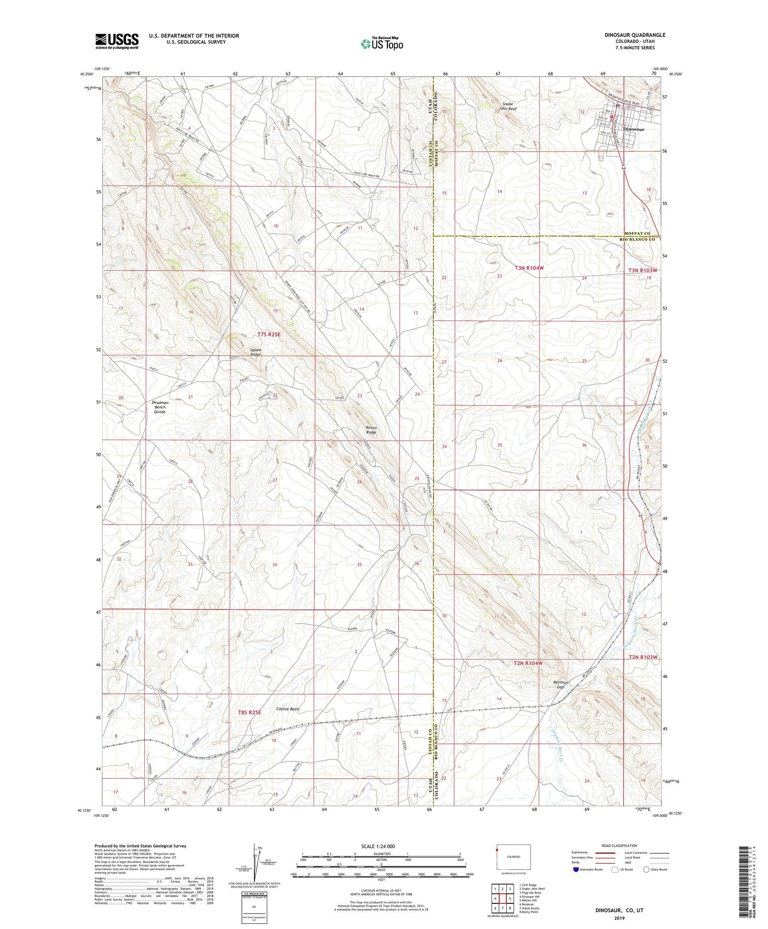 Dinosaur Colorado US Topo Map Image
