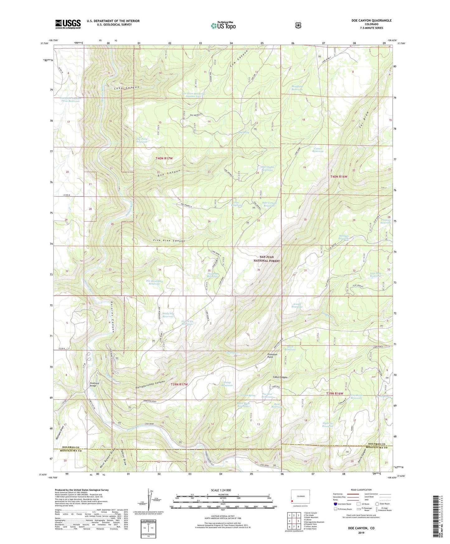 Doe Canyon Colorado US Topo Map Image