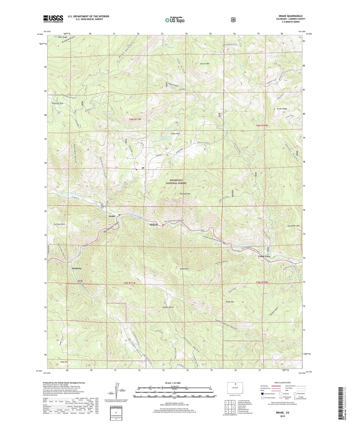 Drake Colorado US Topo Map Image
