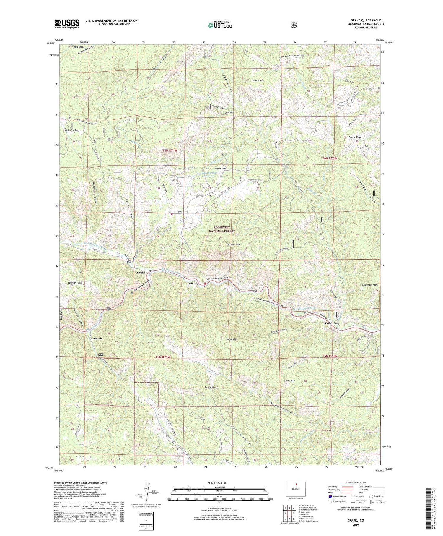 Drake Colorado US Topo Map Image