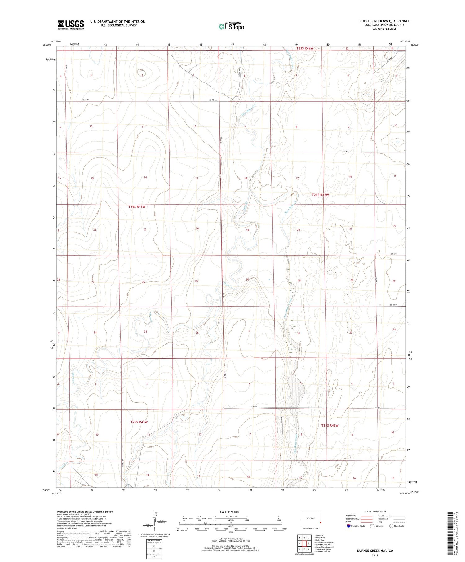 Durkee Creek NW Colorado US Topo Map Image