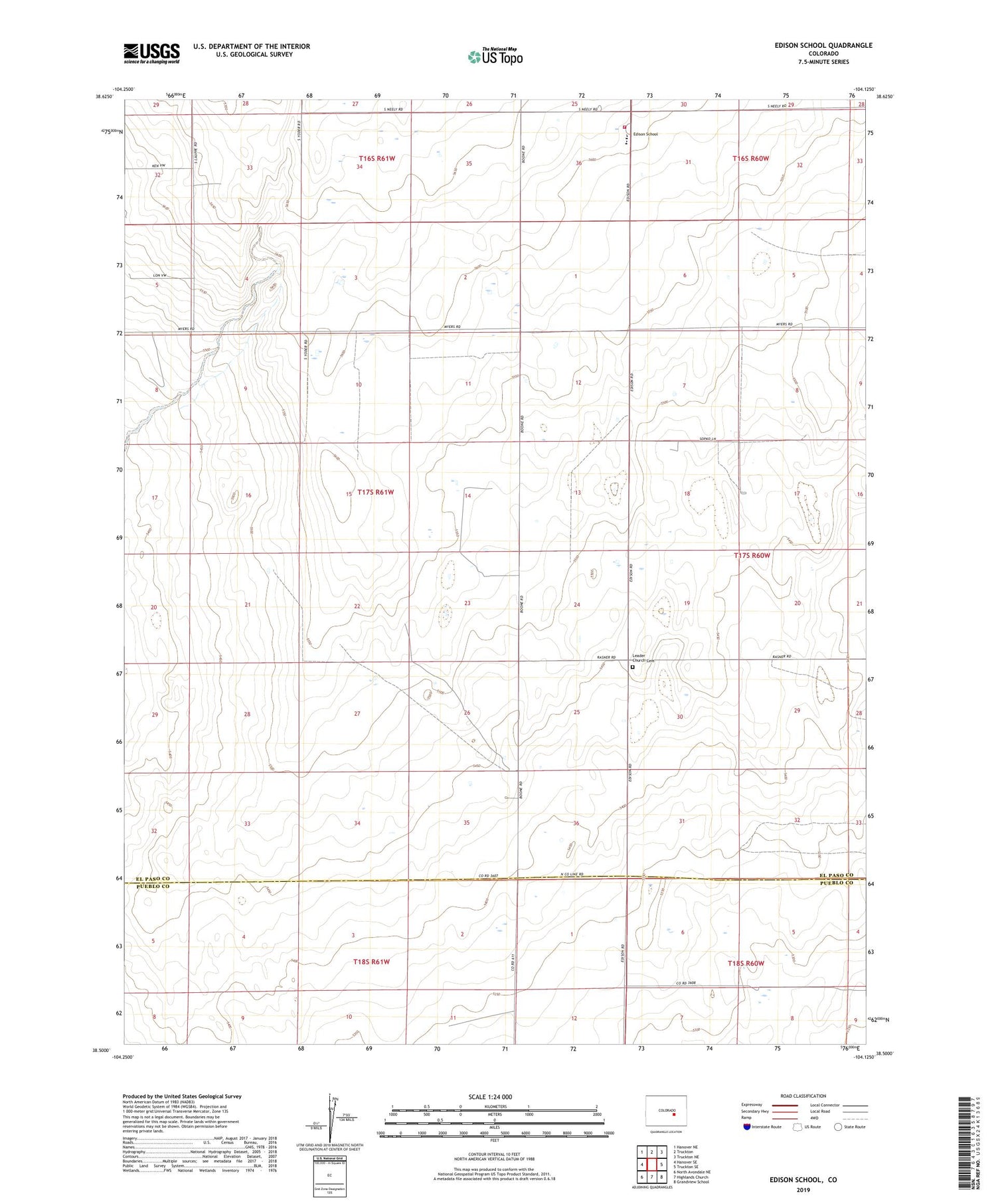 Edison School Colorado US Topo Map Image