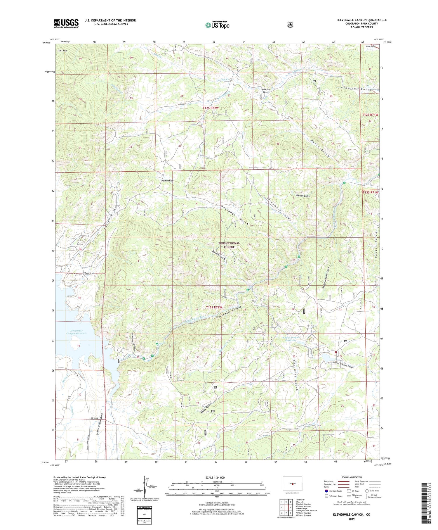 Elevenmile Canyon Colorado US Topo Map Image