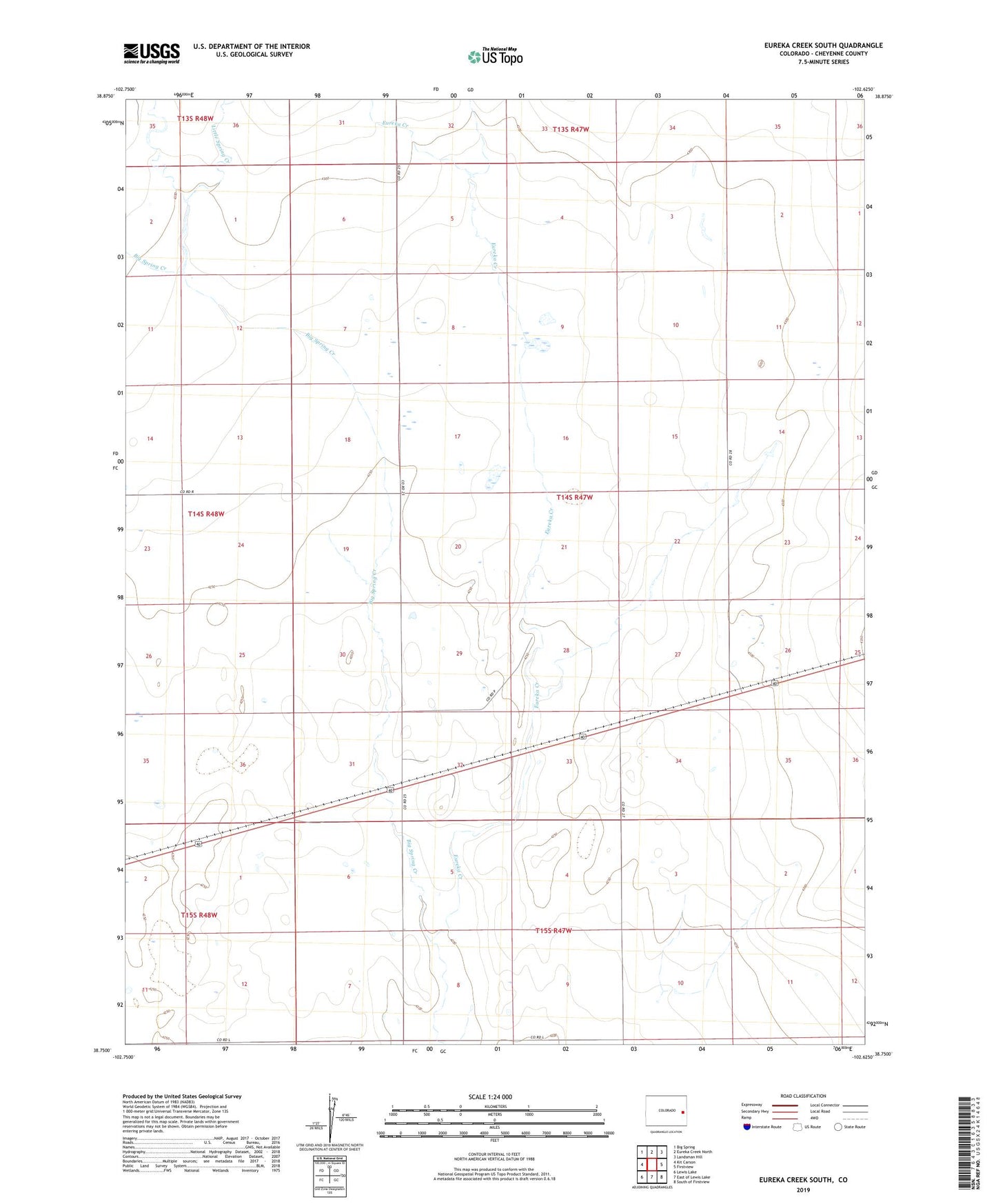 Eureka Creek South Colorado US Topo Map Image