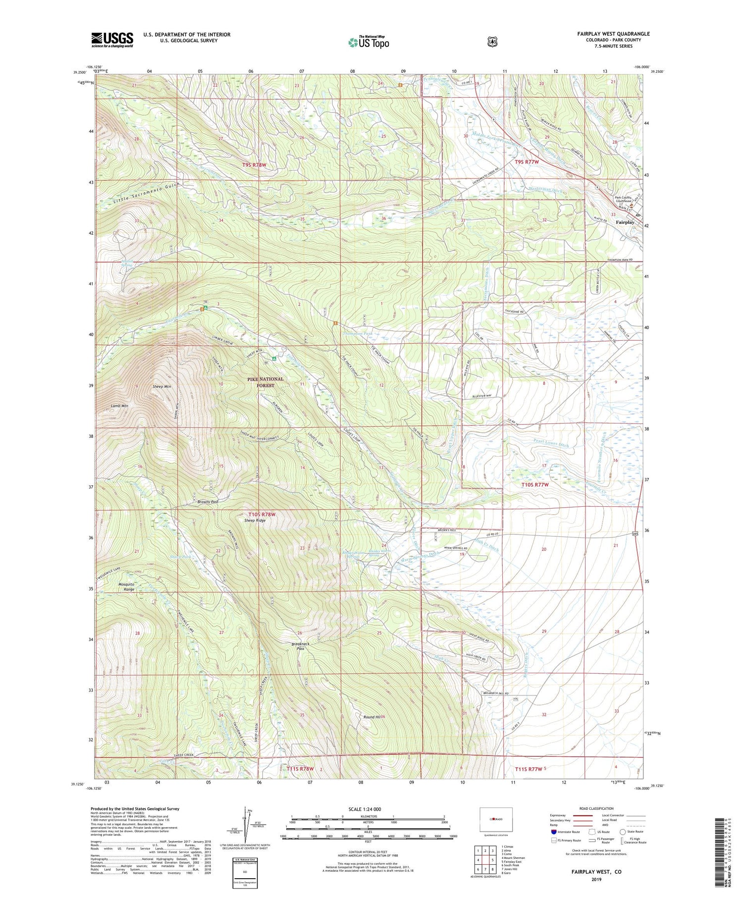 Fairplay West Colorado US Topo Map Image