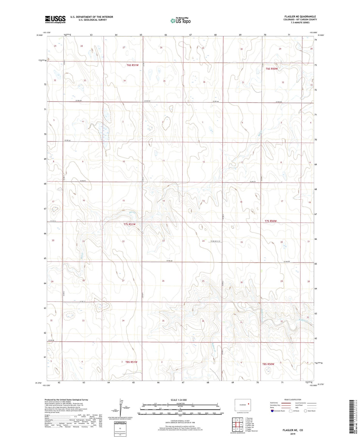 Flagler NE Colorado US Topo Map Image