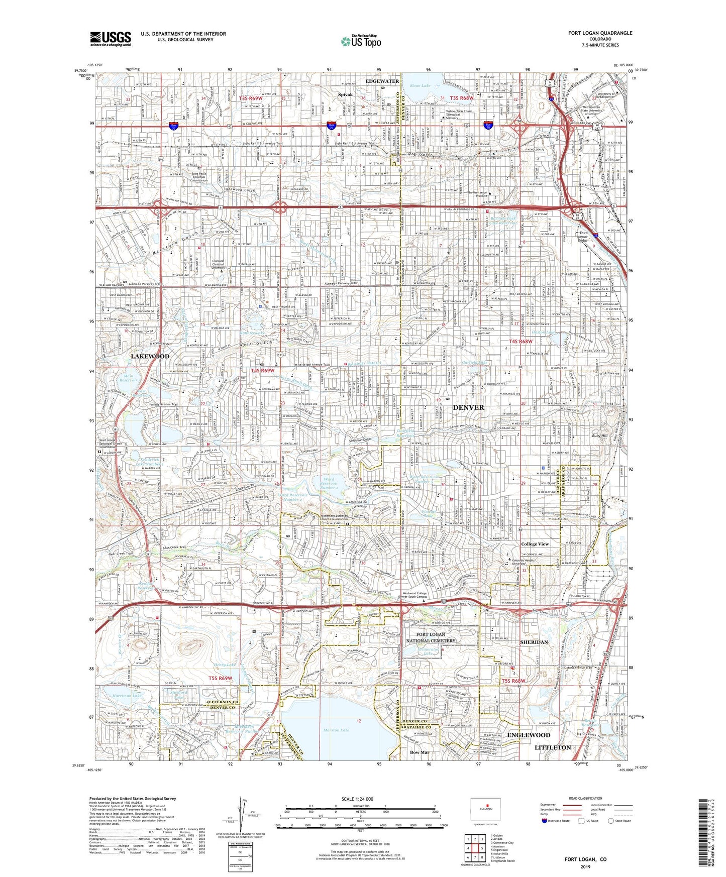 Fort Logan Colorado US Topo Map Image