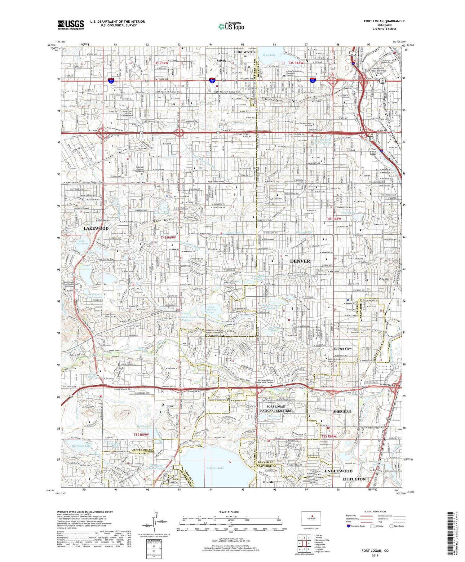 Fort Logan Colorado US Topo Map Image