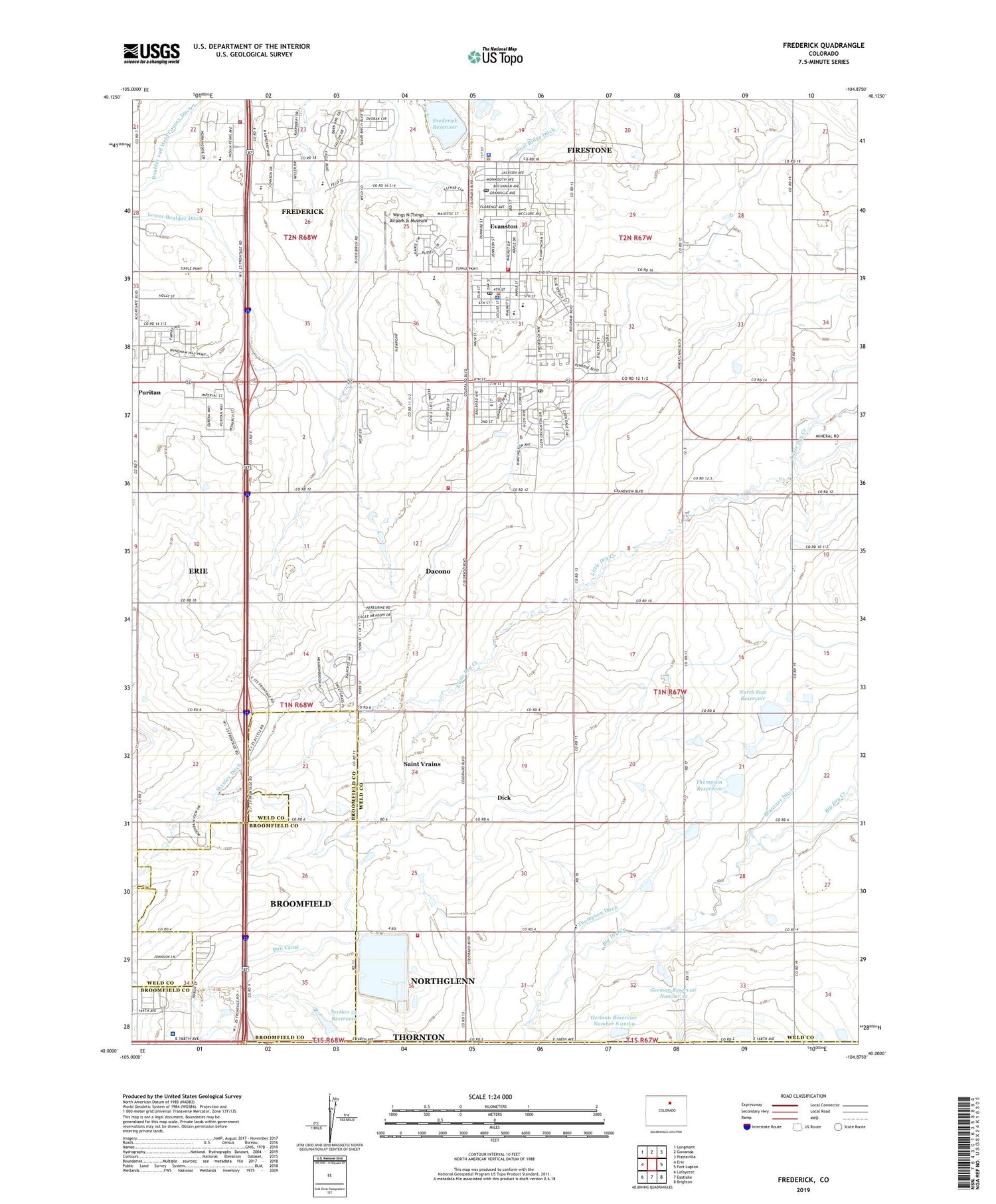 Frederick Colorado US Topo Map Image