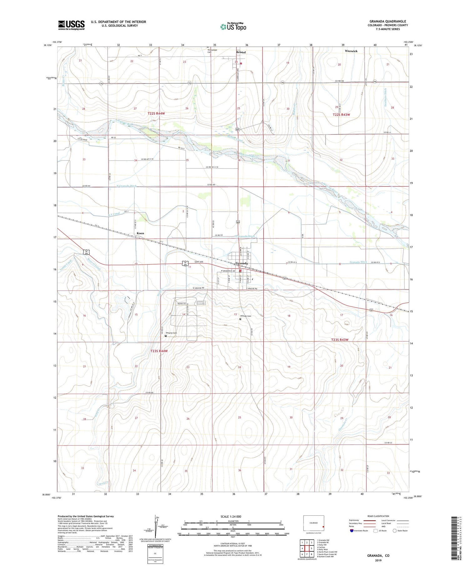 Granada Colorado US Topo Map Image