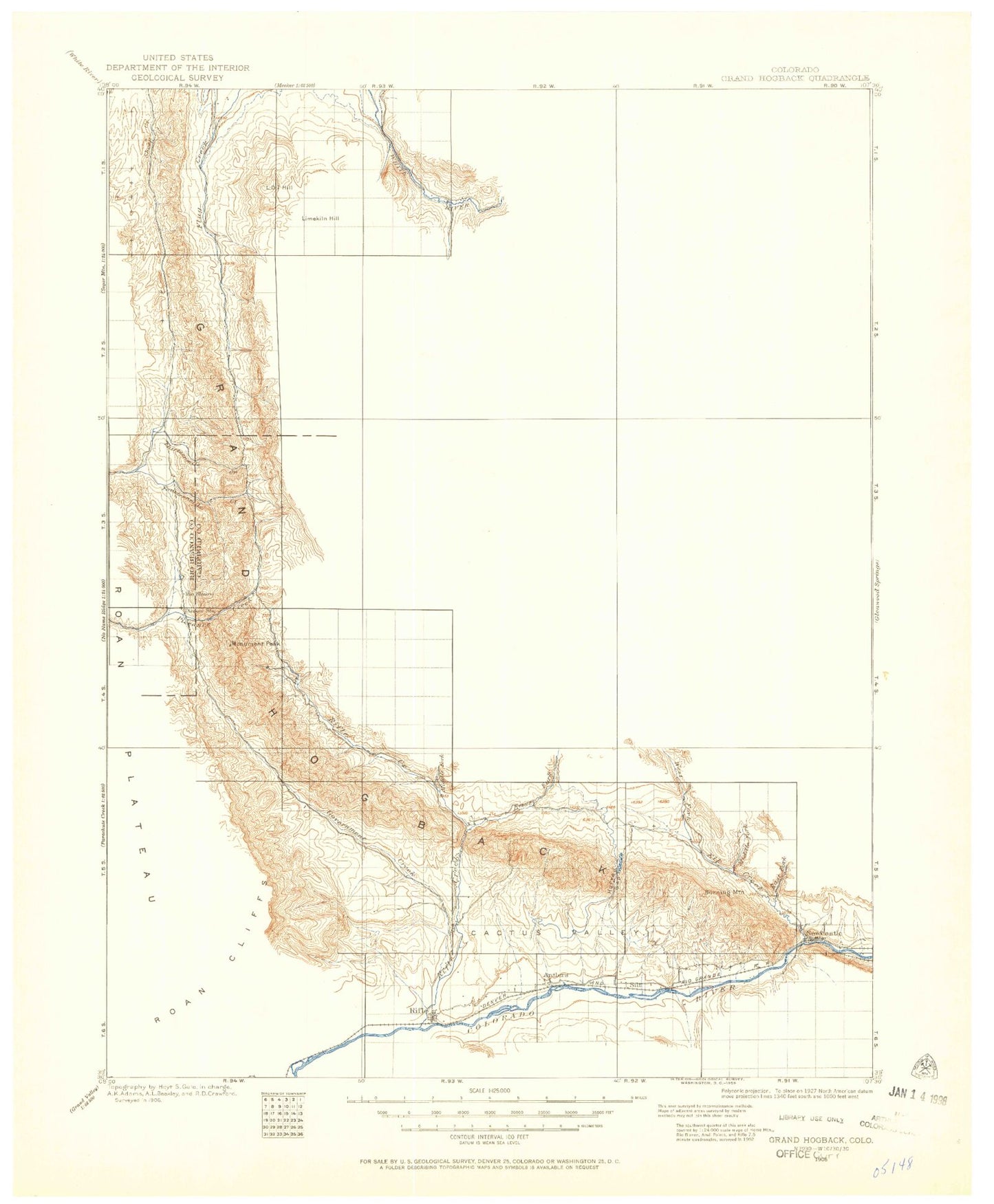 Historic 1906 Rifle Colorado 30'x30' Topo Map Image