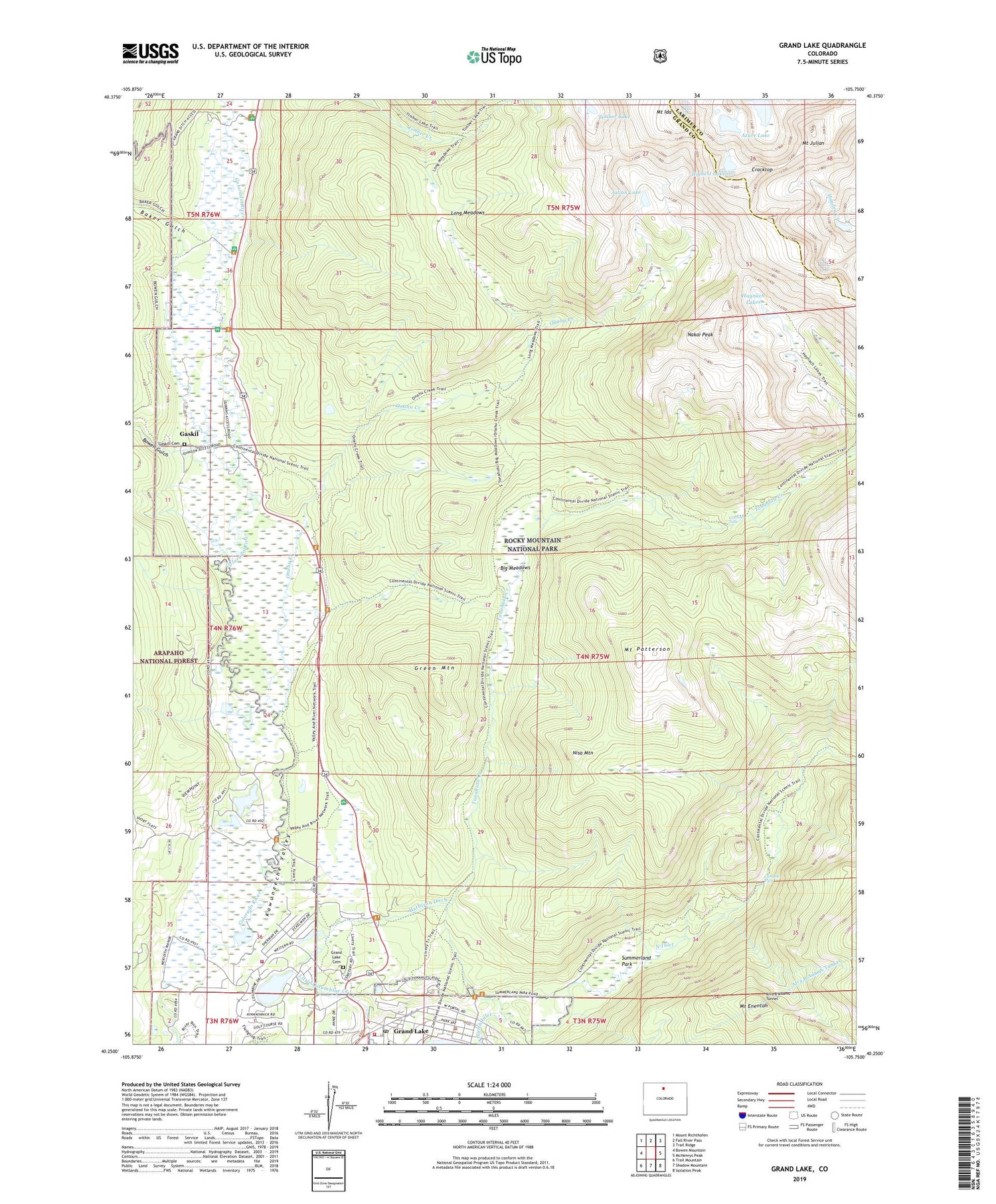 Grand Lake Colorado US Topo Map Image