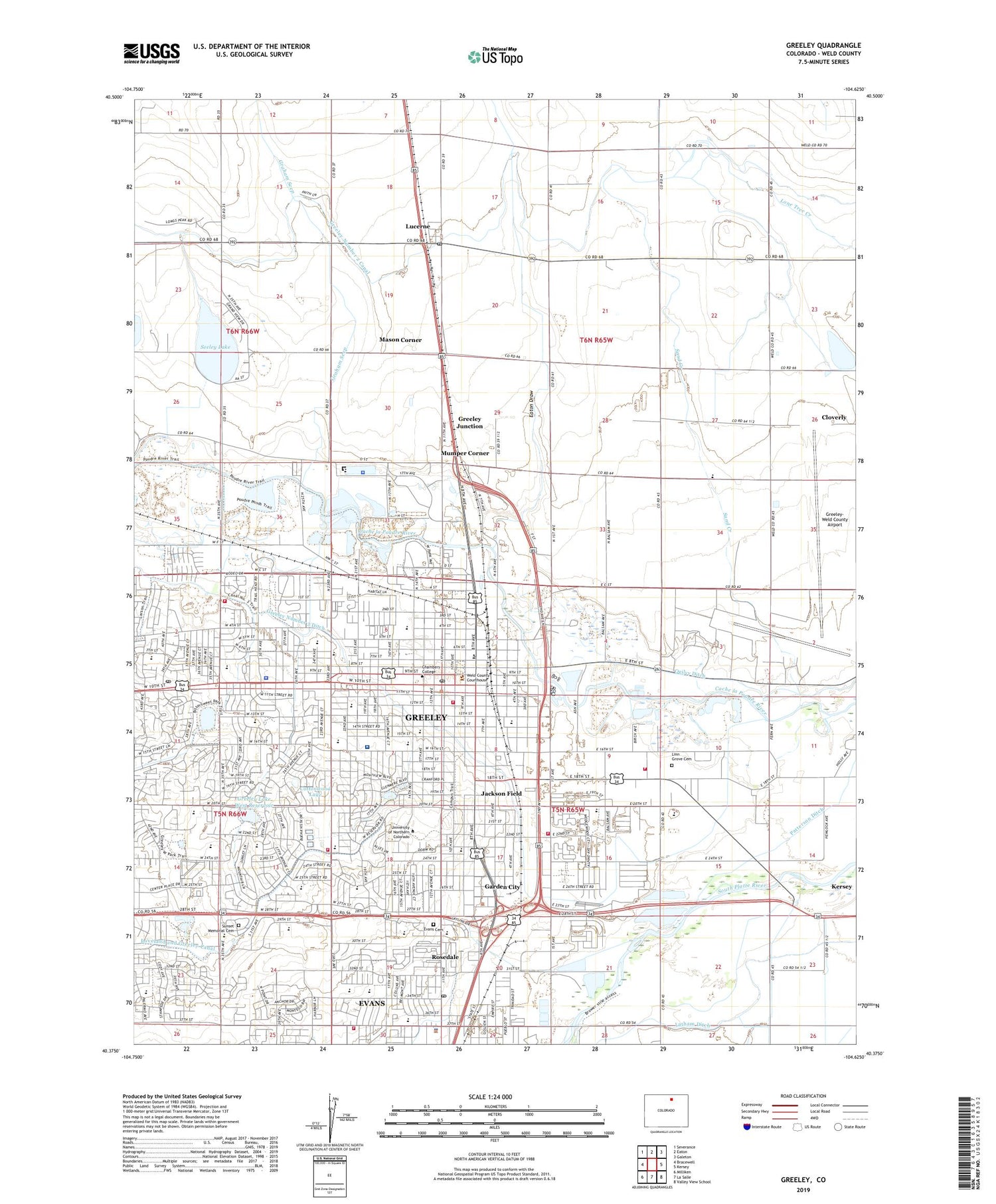 Greeley Colorado US Topo Map Image