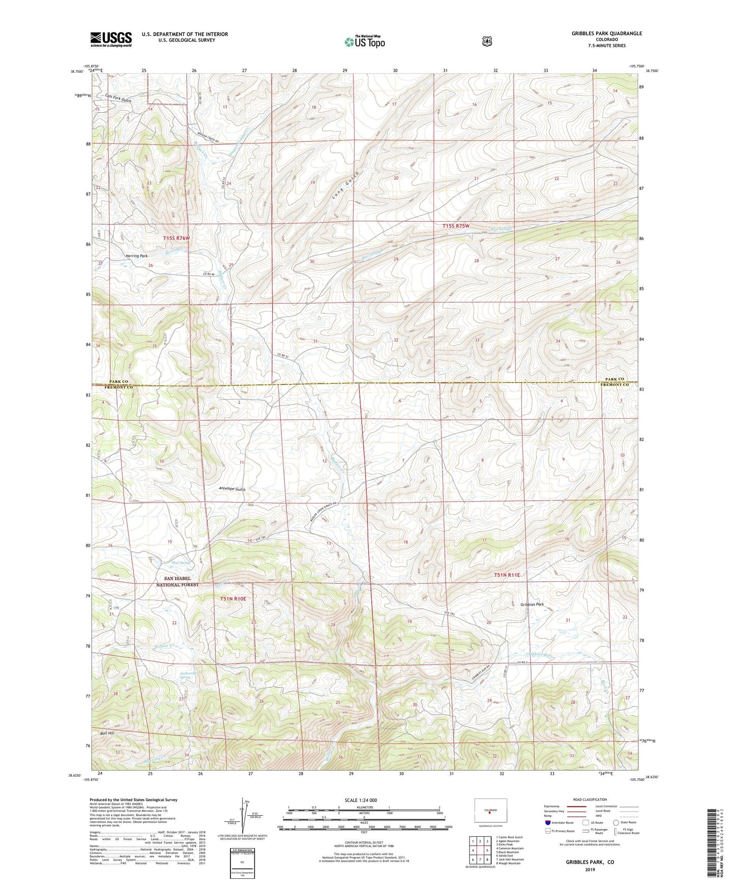 Gribbles Park Colorado US Topo Map Image
