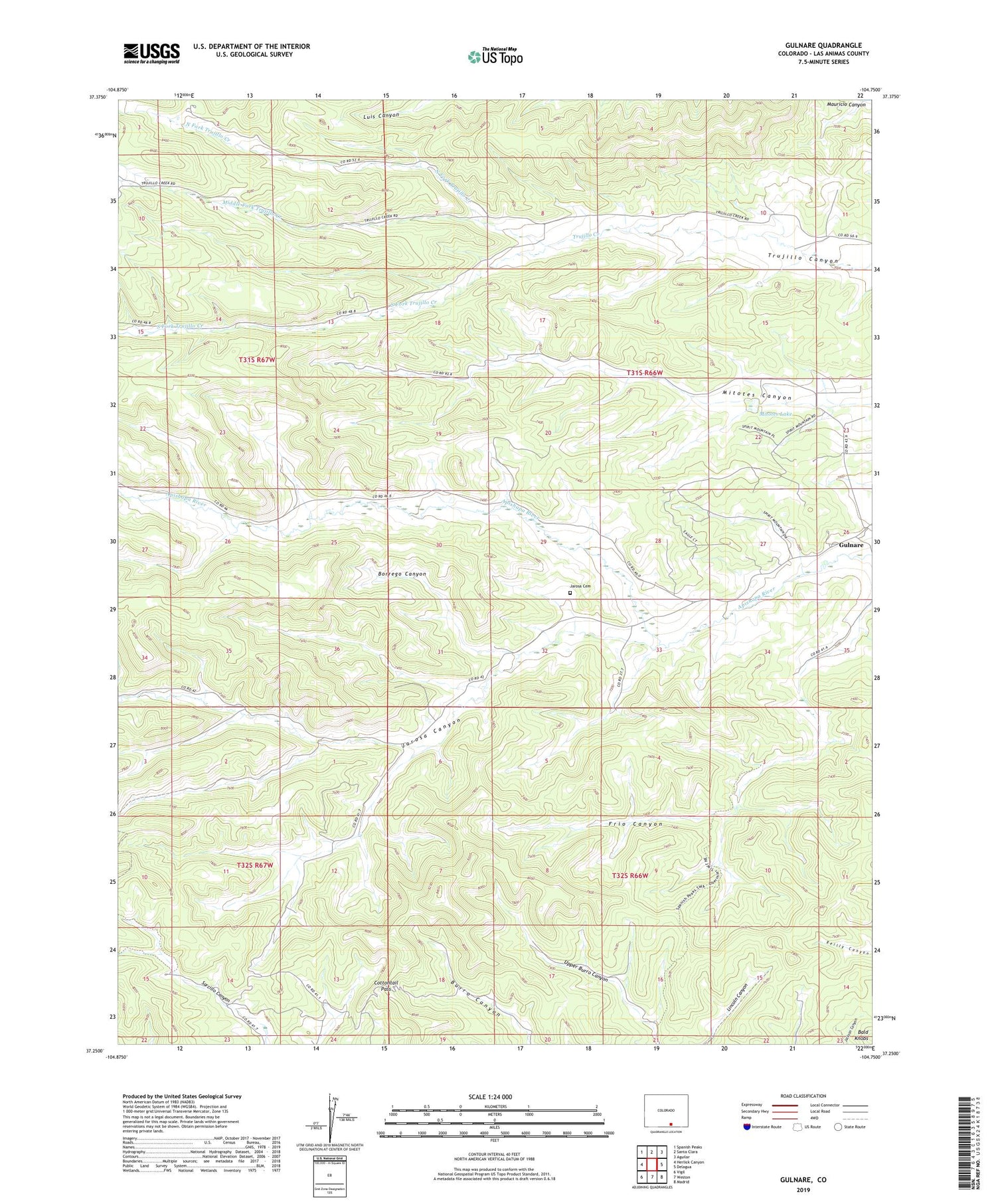 Gulnare Colorado US Topo Map Image