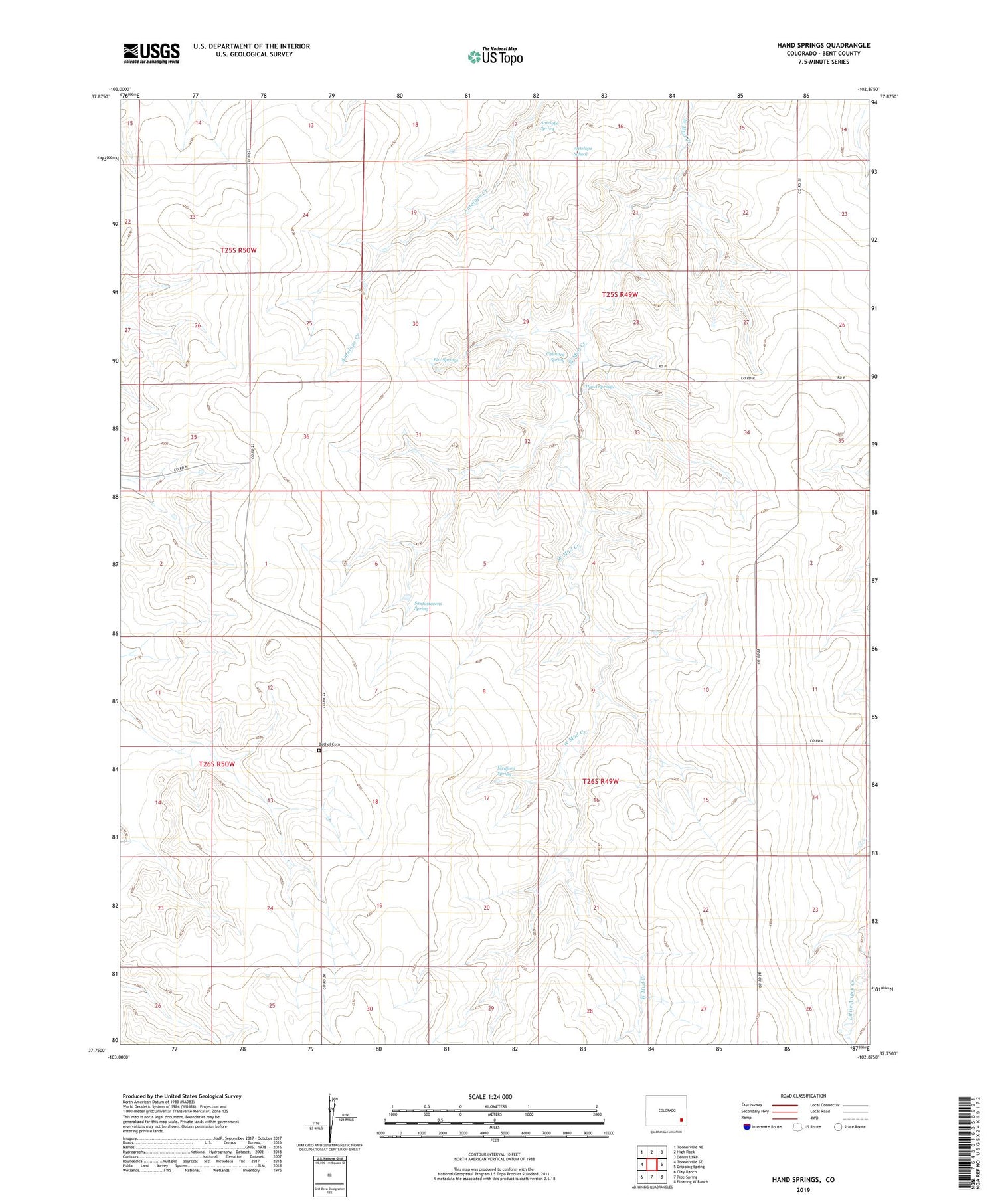 Hand Springs Colorado US Topo Map Image