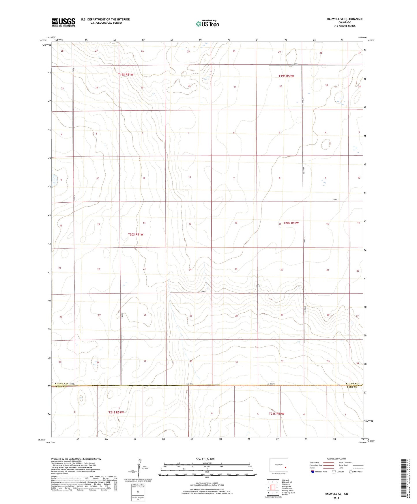 Haswell SE Colorado US Topo Map Image